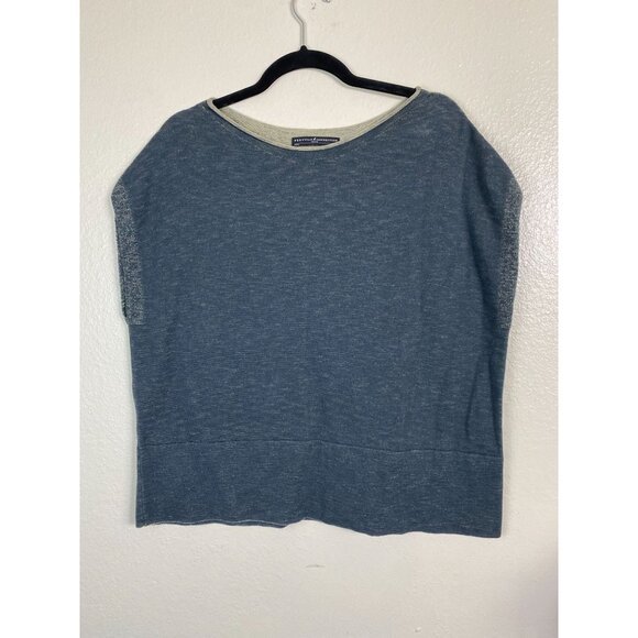 Peruvian Connection Womens Boxy Knit Sweater Top Size XS Gray Green cap sleeve - Picture 15 of 15